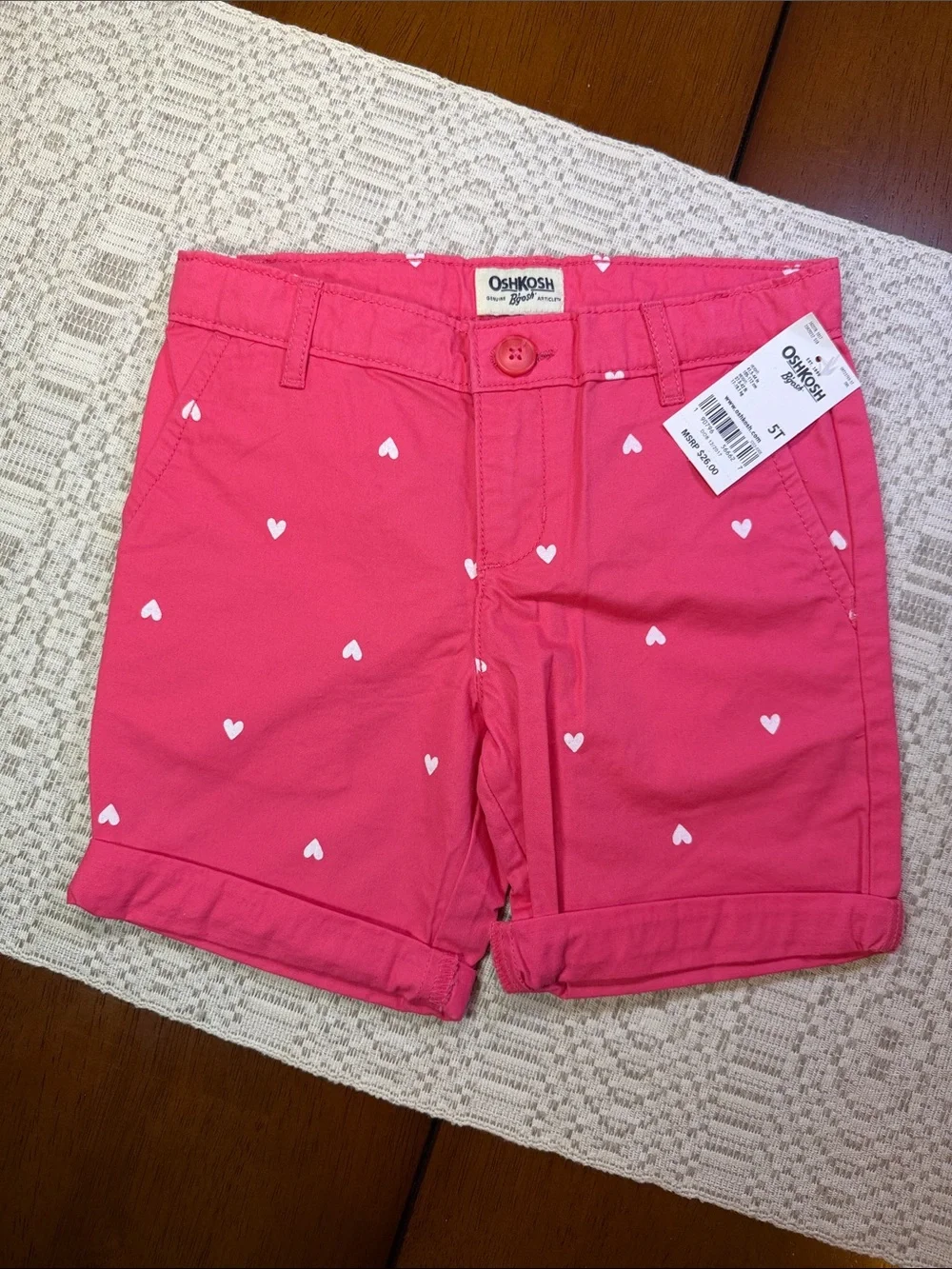 OshKosh B'gosh Pink Heart Print Girls' Shorts Size 5T
